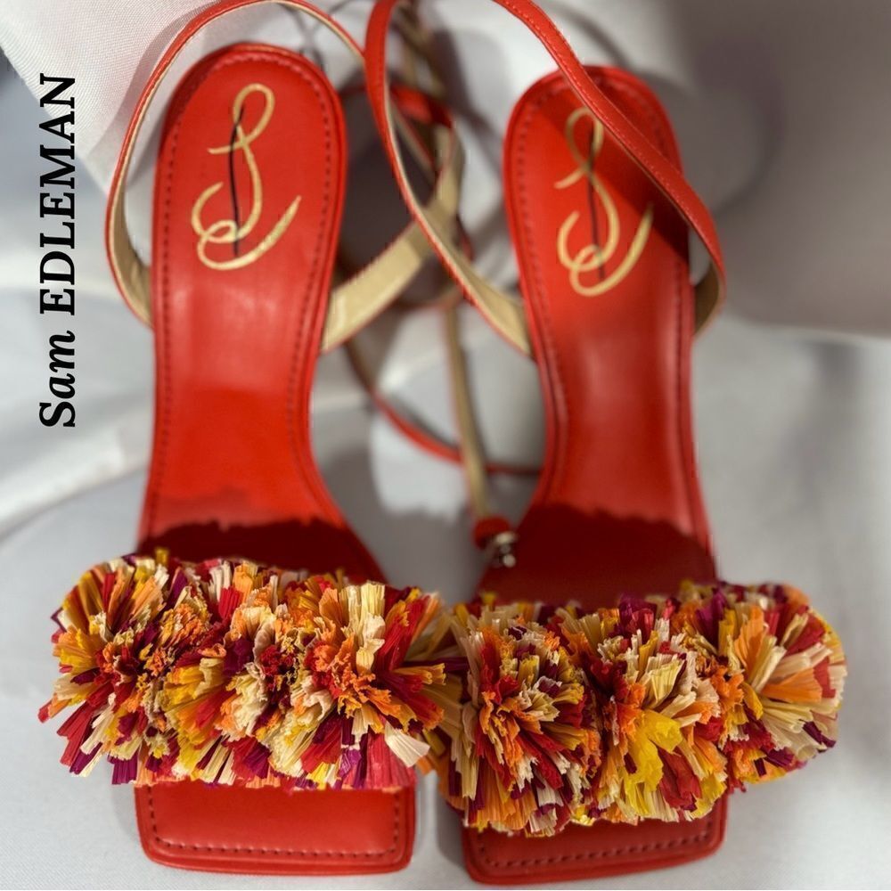 SAME EDELMAN CLARE EMBELLISHED SANDALS IN BRIGHT POMPOM SIZE 8.5M 38.5 - Picture 4 of 7